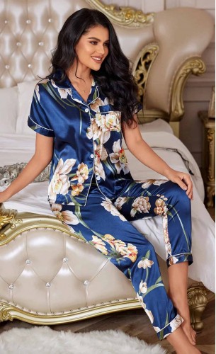 Pijama dama satin Fashion Floral Multicolor