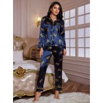 Pijama dama satin blue animal print